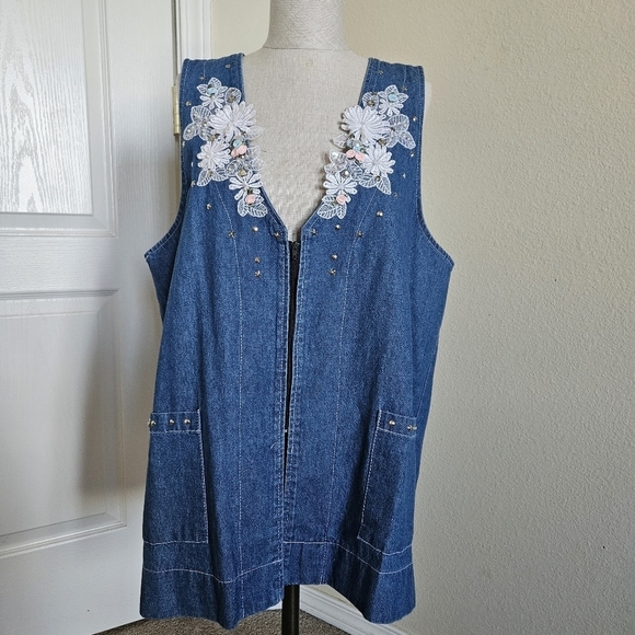 USA Made Fran's Denim Vest / Dress M - Picture 1 of 12